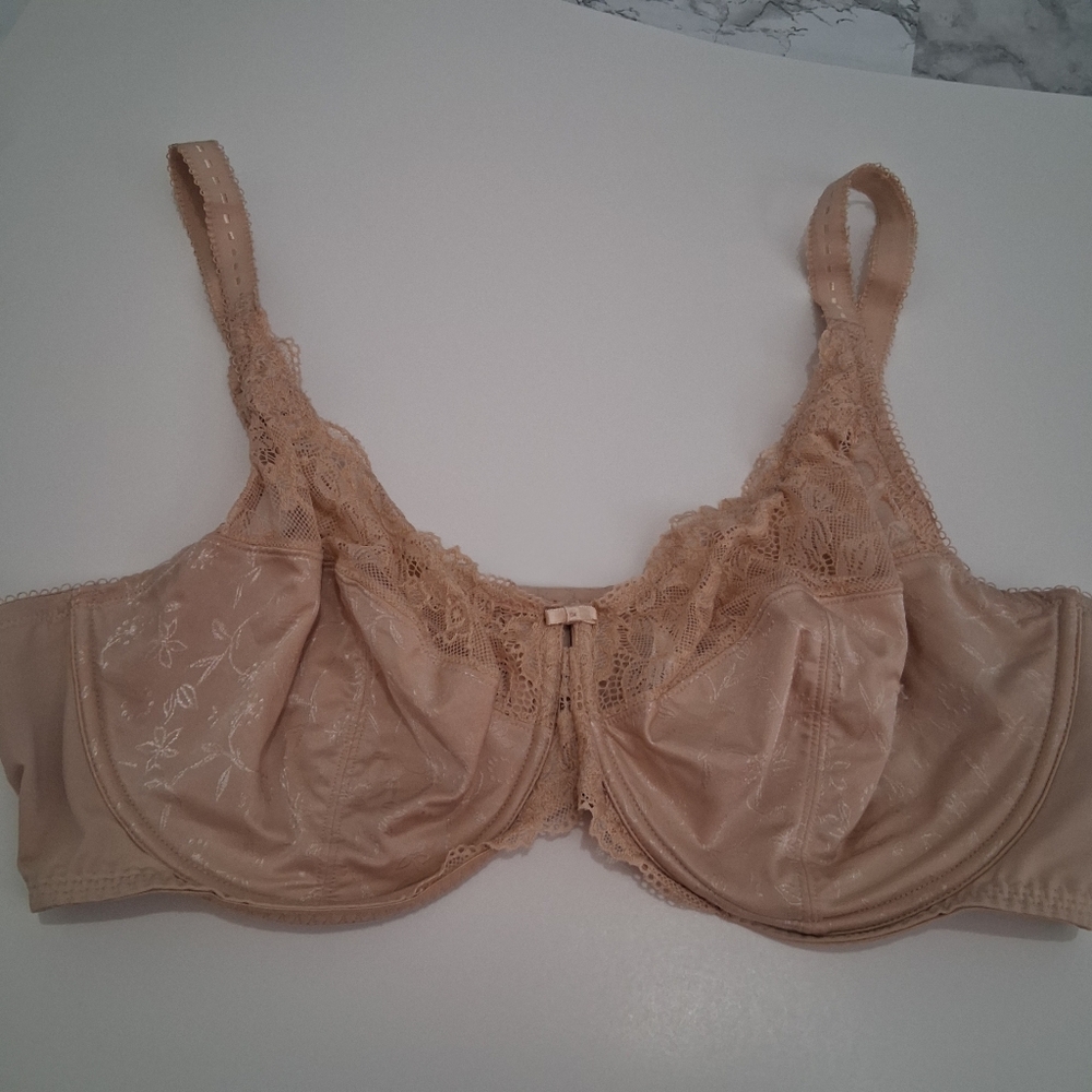 DELIMIRA 44DD Unpadded Wired Lace Nude BRA Size 44E - Picture 2 of 13
